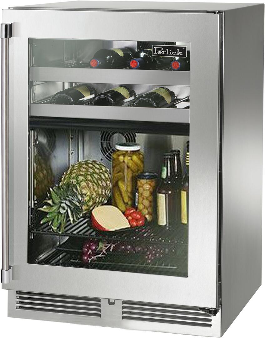 Perlick Signature Series 24" 5 cu. ft. Capacity Built-In Glass Door Beverage Center with 5 cu. ft. Capacity in Stainless Steel with Glass Door (HP24CS-4-3L & HP24CS-4-3R) Beverage Centers Perlick No Right