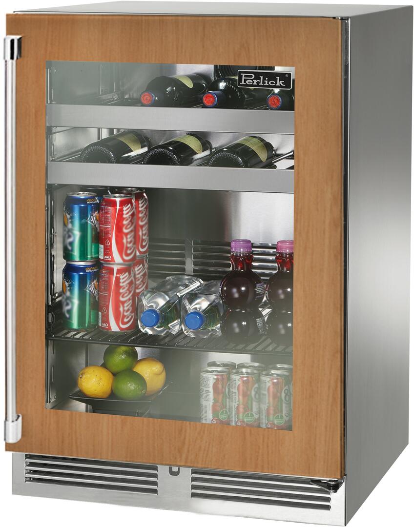 Perlick Signature Series 24" 5.2 cu. ft. Capacity Built-In Glass Door Beverage Center with 5.2 cu. ft. Capacity, Panel Ready with Glass Door (HP24BS-4-4L & HP24BS-4-4R) Beverage Centers Perlick No Right