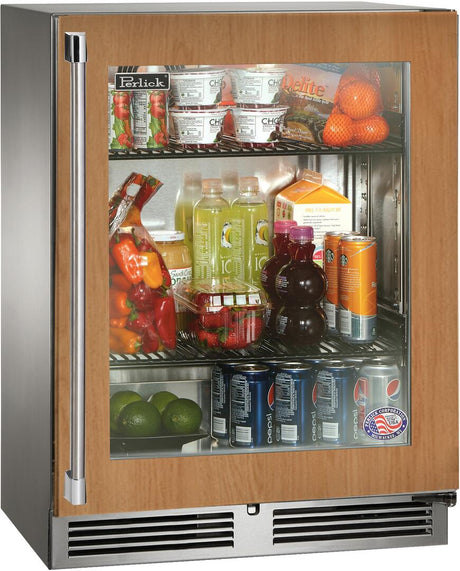 Perlick Signature Series 24" Built-In Counter Depth Compact Refrigerator with 3.1 cu. ft. Capacity, Panel Ready with Glass Door (HH24RS-4-4L & HH24RS-4-4R) Refrigerators Perlick No Right 