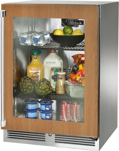 Perlick Signature Series 24" Built-In Counter Depth Compact Refrigerator with 5.2 cu. ft. Capacity, Panel Ready with Glass Door (HP24RS-4-4L & HP24RS-4-4R) Refrigerators Perlick No Right