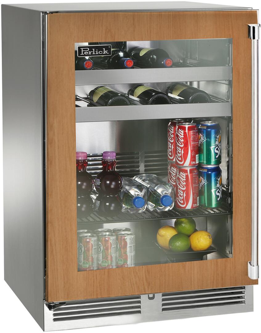 Perlick Signature Series 24" Outdoor 5.2 cu. ft. Capacity Built-In Glass Door Beverage Center with 5.2 cu. ft. Capacity in Panel Ready (HP24BO-4-4L) Beverage Centers Perlick