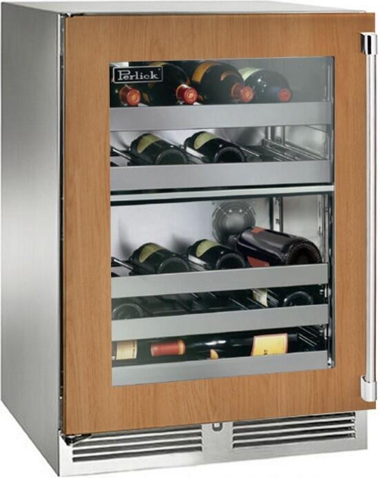 Perlick Signature Series 24" Outdoor Built-In Dual Zone Wine Cooler with 32 Bottle Capacity in Panel Ready (HP24DO-4-4L) Beverage Centers Perlick