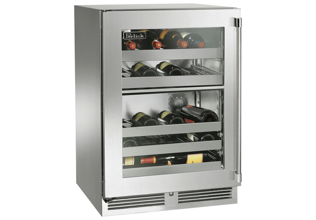 Perlick Signature Series 24" Outdoor Built-In Dual Zone Wine Cooler with 32 Bottle Capacity in Stainless Steel with Glass Door, Left Hinge (HP24DO-4-3L) Wine Coolers Perlick