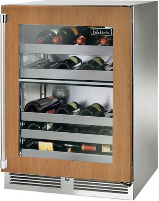 Perlick Signature Series 24" Outdoor Built-In Dual Zone Wine Cooler with 32 Bottle Capacity, Panel Ready with Glass Door (HP24DO-4-4L & HP24DO-4-4R) Wine Coolers Perlick No Right