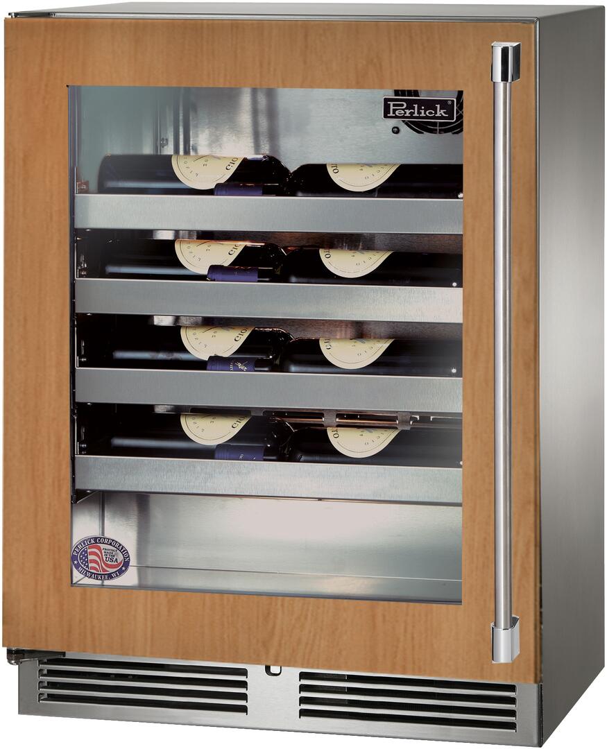 Perlick Signature Series 24" Outdoor Built-In Single Zone Wine Cooler with 20 Bottle Capacity in Panel Ready (HH24WO-4-4L) Beverage Centers Perlick