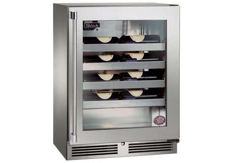 Perlick Signature Series 24" Outdoor Built-In Single Zone Wine Cooler with 20 Bottle Capacity in Stainless Steel with Glass Door (HH24WO-4-3L & HH24WO-4-3R) Wine Coolers Perlick No Right