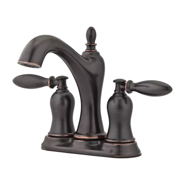 Pfister LF-048-ARYY Arlington Tuscan Bronze 4-in centerset 2-handle WaterSense High-arc Residential Handle Bathroom Sink Faucet with Drain with Deck Plate