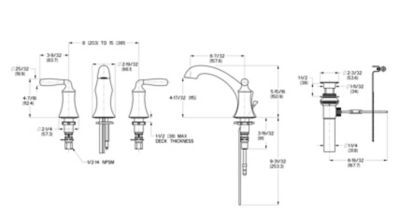 Pfister Iyla™ Widespread Bathroom Sink Faucet Pop-Up Quick Connect Assembly in Tuscan Bronze PGT49TR0Y