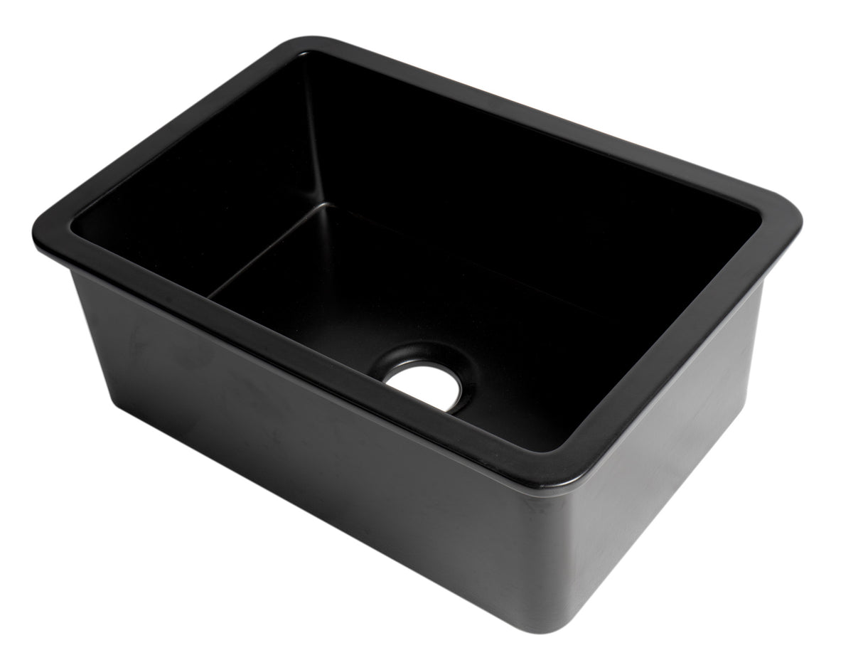 Black Matte 27" x 18" Fireclay Undermount / Drop In Firelcay Kitchen Sink