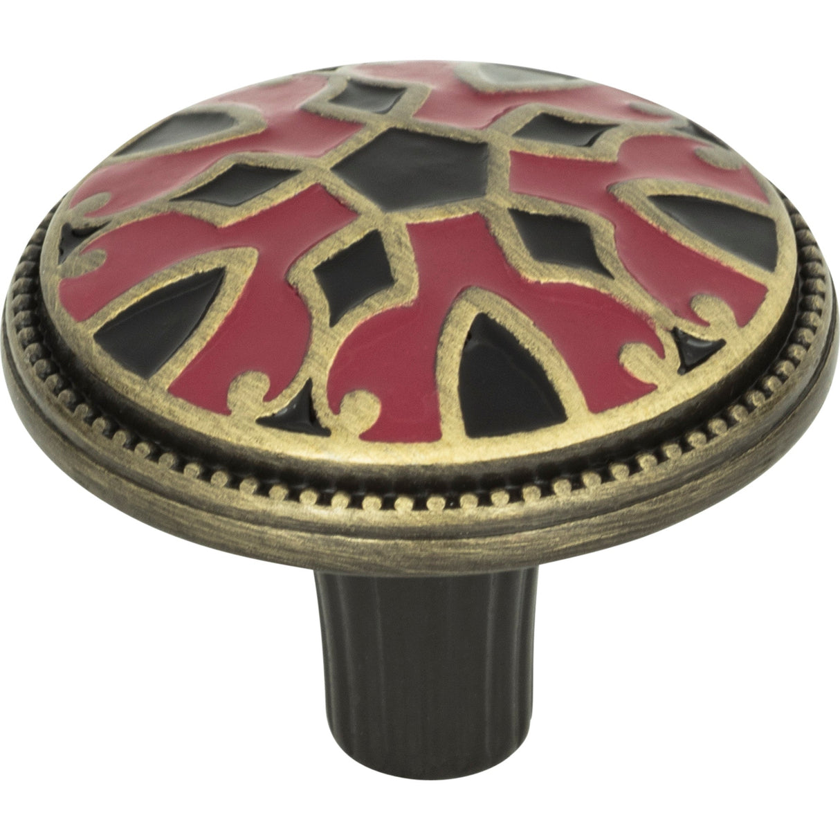 Atlas Homewares Canterbury Knob 1 1/2 Inch Black & Red