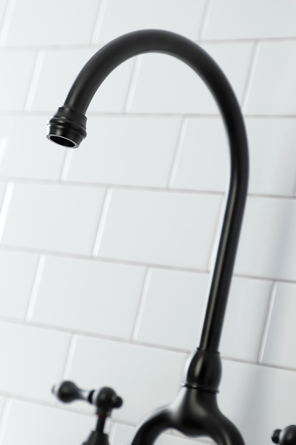Kingston Brass KS7790ALBS English Country Kitchen Faucet with Brass Sprayer, Matte Black