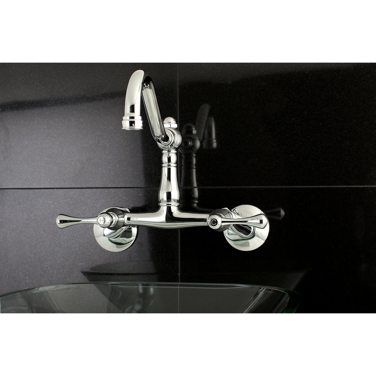 Kingston Brass KS3221BL Vintage 6" Adjustable Center Wall Mount Kitchen Faucet, Polished Chrome