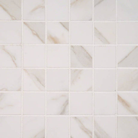 Pietra calcatta 12X12 clazed porcelain mesh mounted mosaic tile NCAL2X2-N product shot multiple tiles angle view