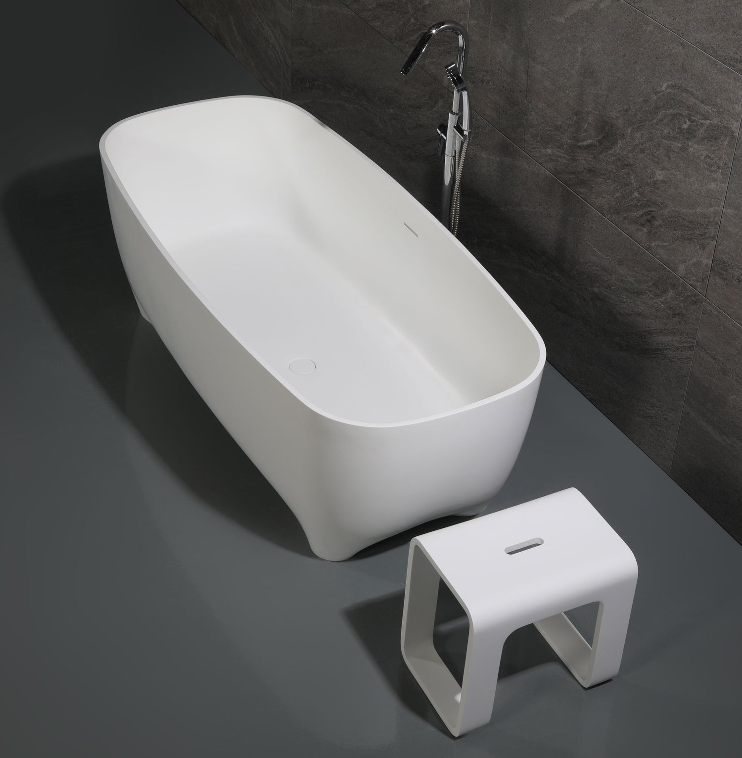 67" White Matte Solid Surface Resin Bathtub