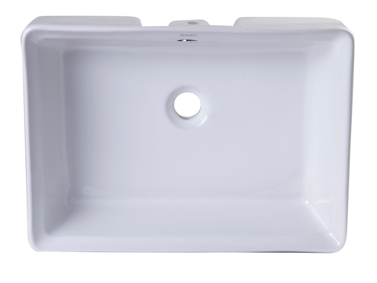 EAGO BA131 20" RECTANGULAR CERAMIC ABOVE MOUNT BASIN VESSEL SINK