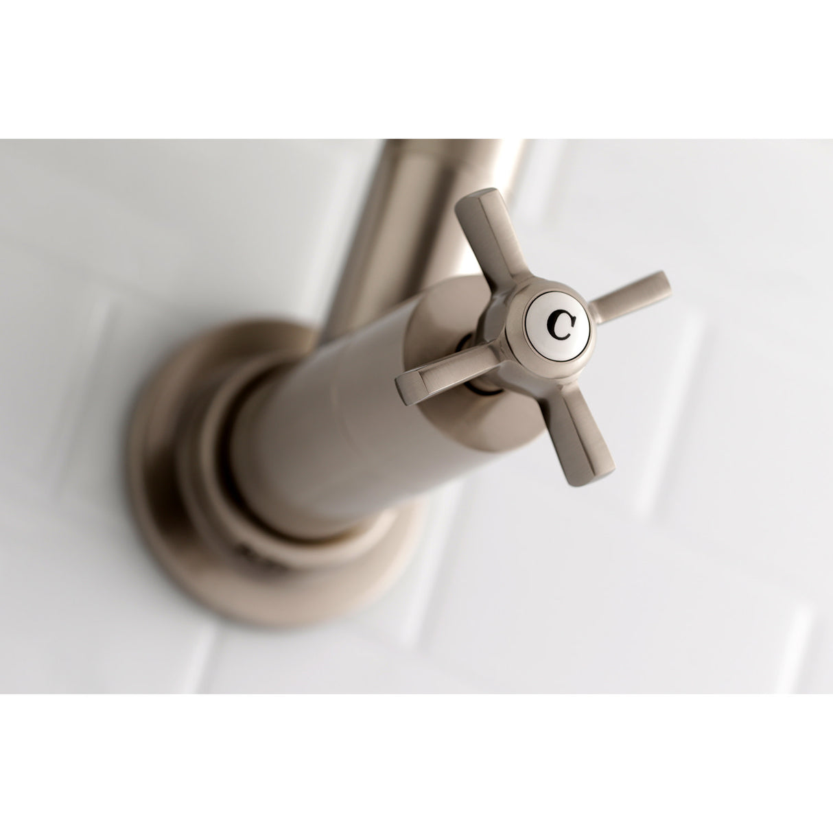 Kingston Brass KS8108ZX Millennium Wall Mount Pot Filler Kitchen Faucet, Brushed Nickel