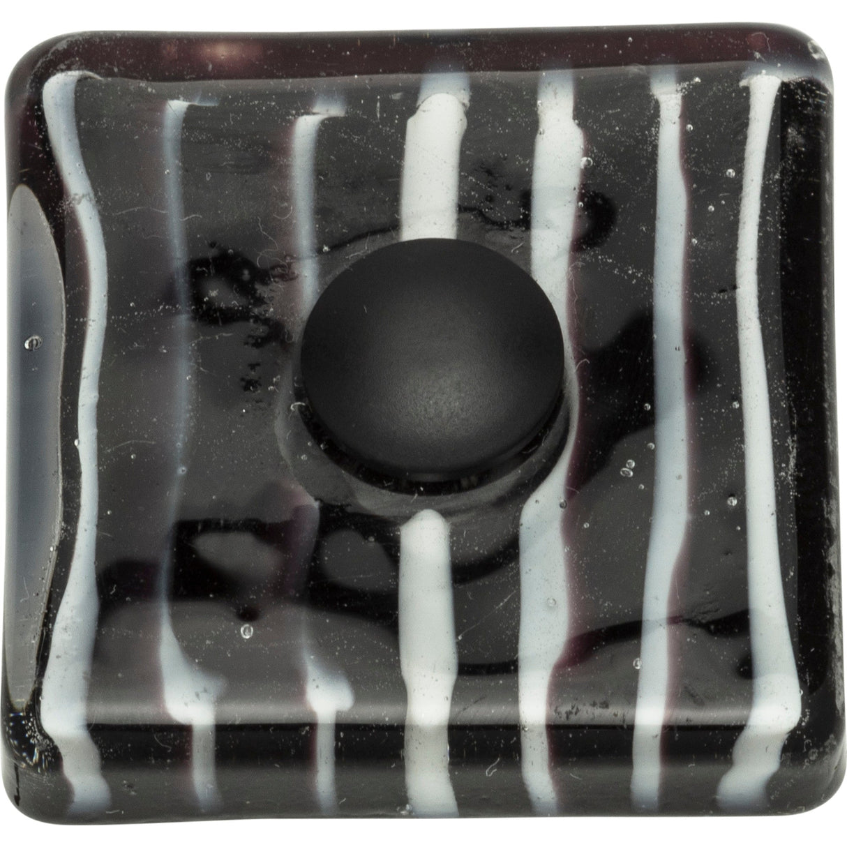 Atlas Homewares Zebra Glass Square Knob 1 1/2 Inch Matte Black