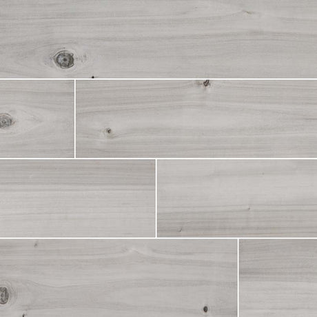 MSI Wood Collection havenwood platinum 8x36 glazed porcelain floor wall tile NHAVPLA8X36 product shot multiple planks angle view