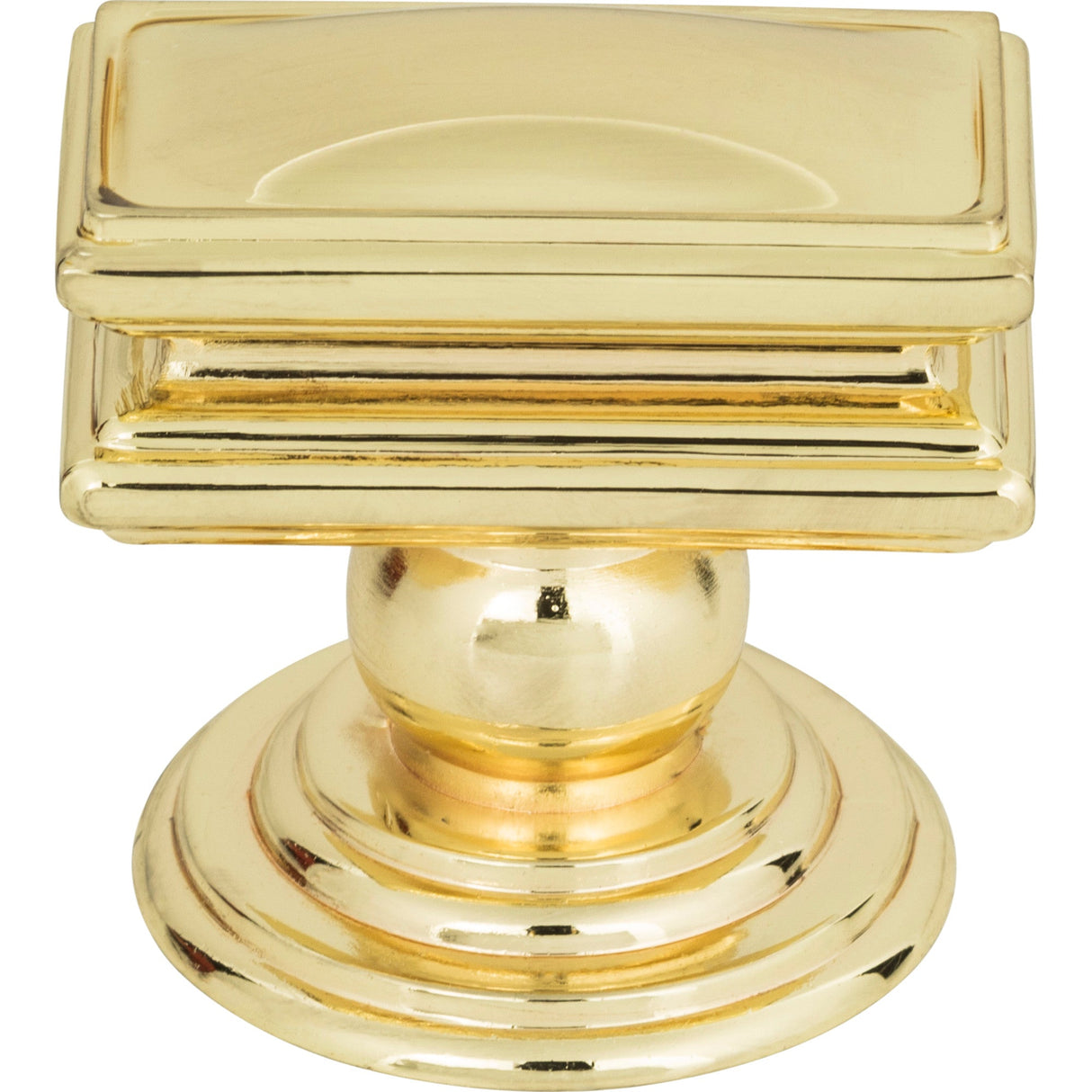 Atlas Homewares Campaign Rectangle Knob 1 1/2 Inch Polished Brass