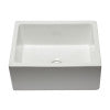 ALFI brand AB2418HS-W 24 inch White Reversible Smooth / Fluted Single Bowl Fireclay Farm Sink