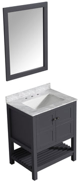 ANZZI VT-MRCT1030-GY Montaigne 30 in. W x 22 in. D Bathroom Bath Vanity Set in Gray with Carrara Marble Top with White Sink