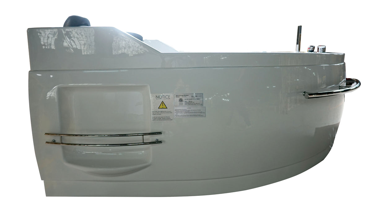 EAGO AM113ETL-R 5.5 ft Right Corner Acrylic White Whirlpool Bathtub for Two