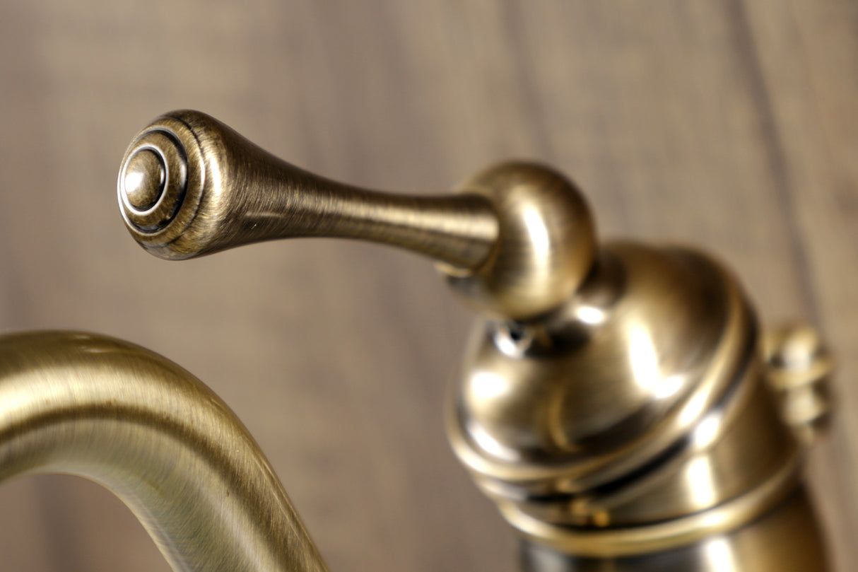 Kingston Brass KB1403BL Victorian Single-Handle Bathroom Faucet with Pop-Up Drain, Antique Brass