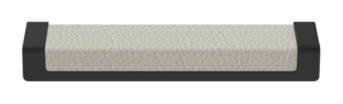 Häfele 111.95.437 TAG - Pull, Minimalist, Zinc, Faux Leather, Black/oyster, 128 mm (5 1/16") CTC