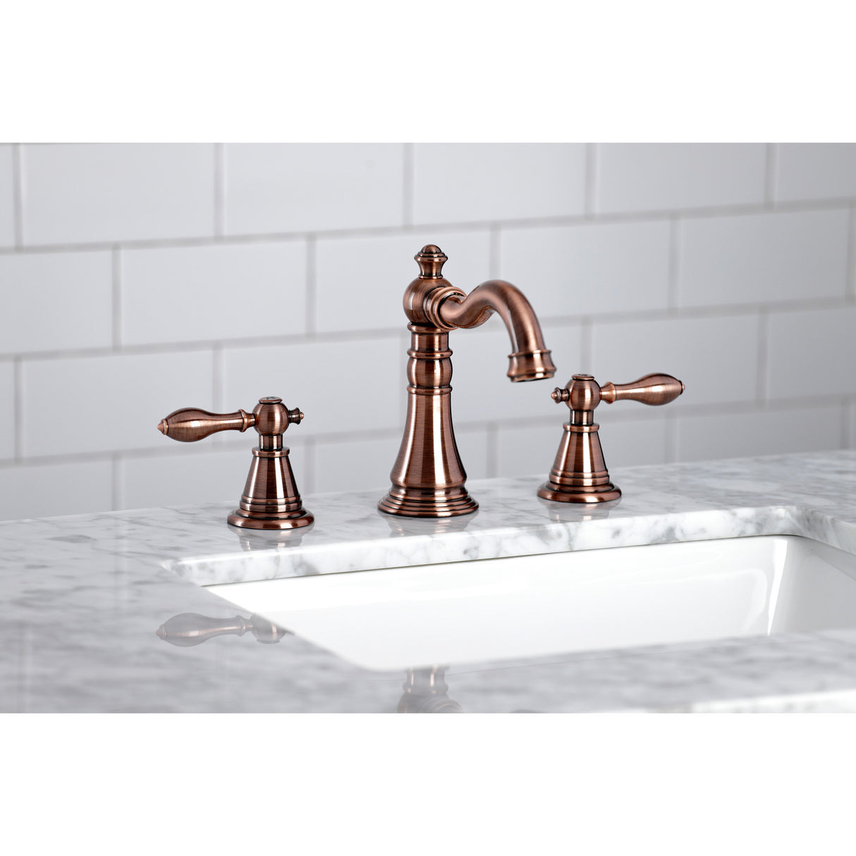 Fauceture FSC197ALAC English Classic Widespread Bathroom Faucet, Antique Copper