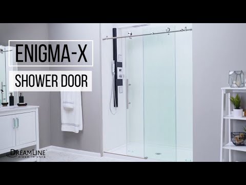 DreamLine Enigma-X 56-60 in. W x 76 in. H Clear Sliding Shower Door in Satin Black
