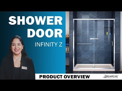 DreamLine Infinity-Z 34 in. D x 60 in. W x 78 3/4 in. H Sliding Shower Door, Base, and White Wall Kit in Satin Black and Clear Glass