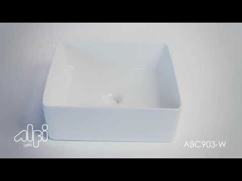 ALFI brand ABC903-W White 16" Modern Square Above Mount Ceramic Sink