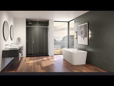 Swanstone SMMK72-3450 34 x 50 x 72 Swanstone Smooth Glue up Bathtub and Shower Wall Kit in Charcoal Gray SMMK723450.209