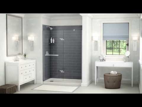 MAAX 103414-301-500 Utile 6030 Composite Direct-to-Stud Three-Piece Tub Wall Kit in Metro Soft Grey