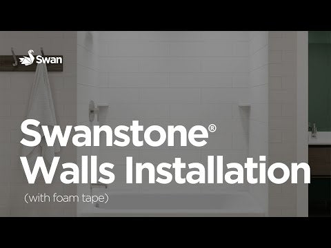 Swanstone MSMK96-3062 30 x 62 x 96 Swanstone Modern Subway Tile Glue up Shower Wall Kit in Tahiti White MSMK963062.011