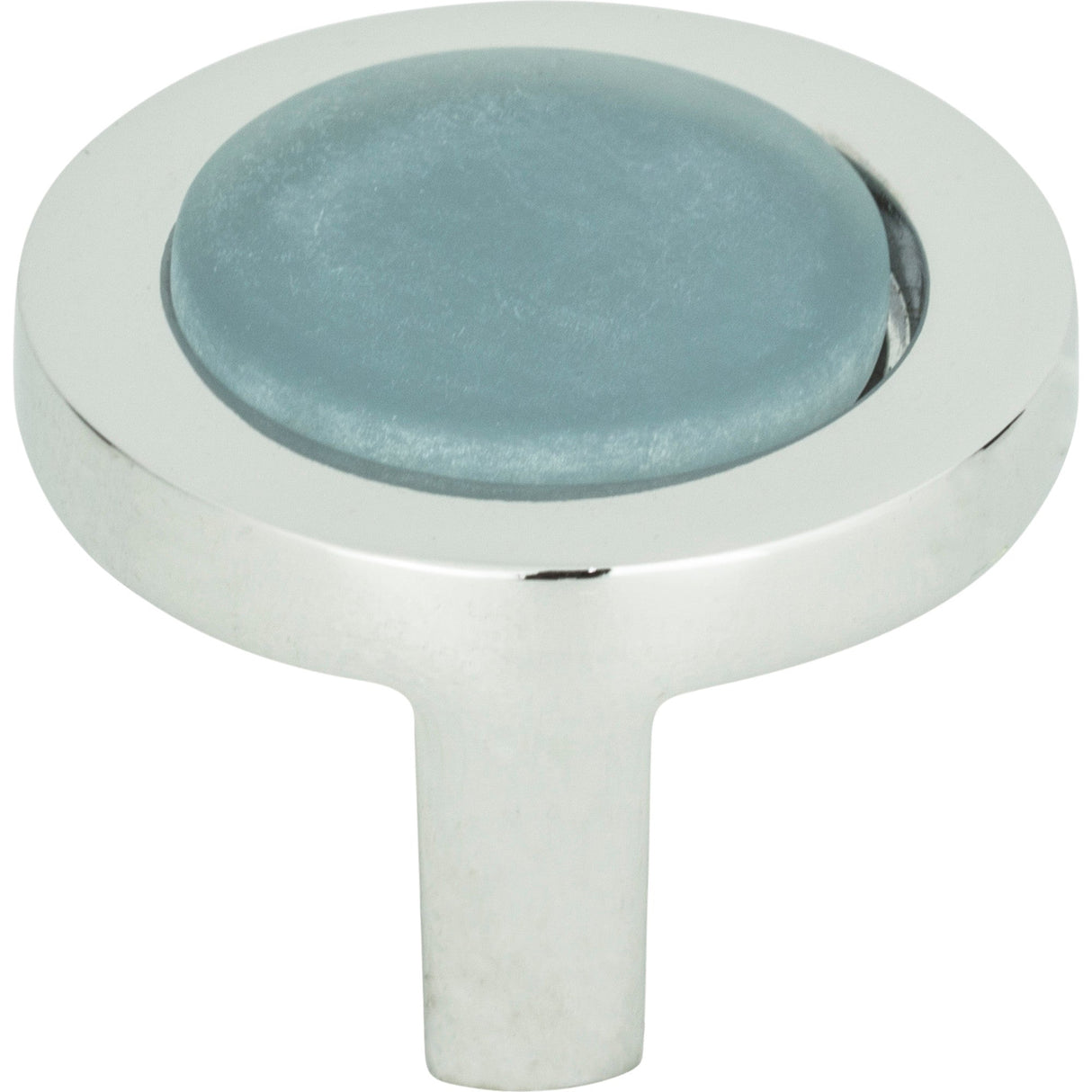 Atlas Homewares Spa Blue Round Knob 1 1/4 Inch Polished Chrome