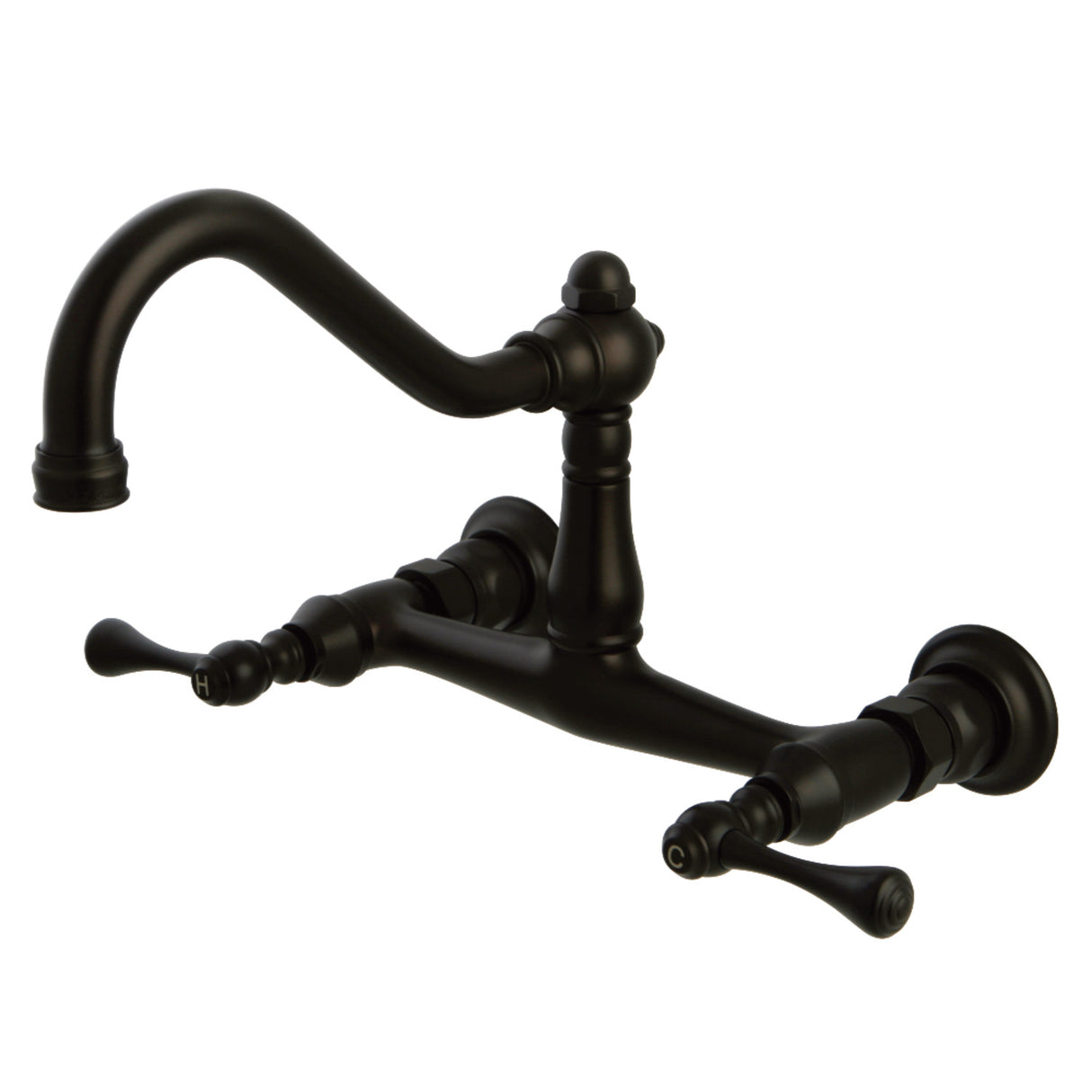 Kingston Brass KS3245BL Vintage Wall Mount Bathroom Faucet, Oil Rubbed Bronze