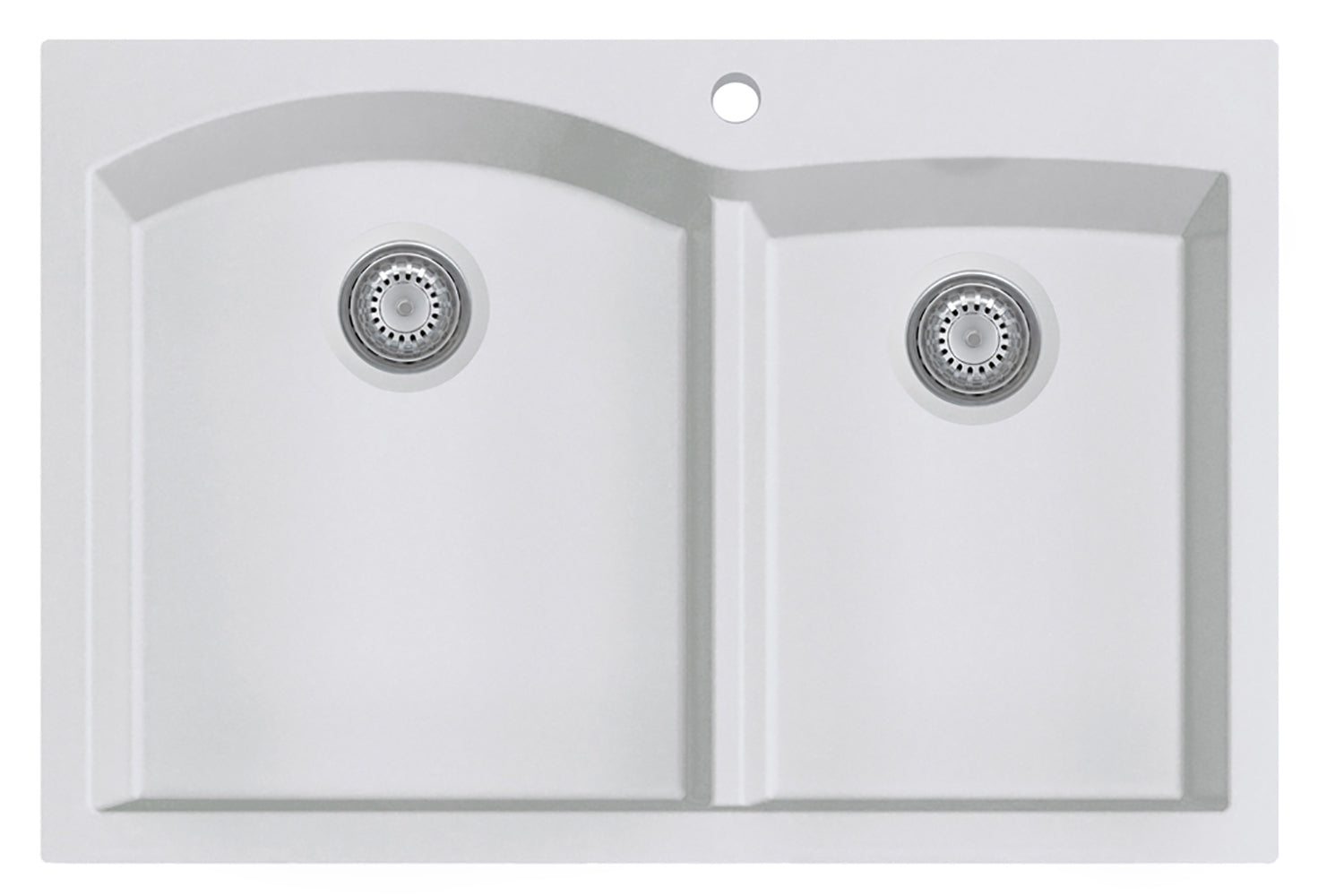 ALFI brand AB3320DI-W White 33" Double Bowl Drop In Granite Composite Kitchen Sink