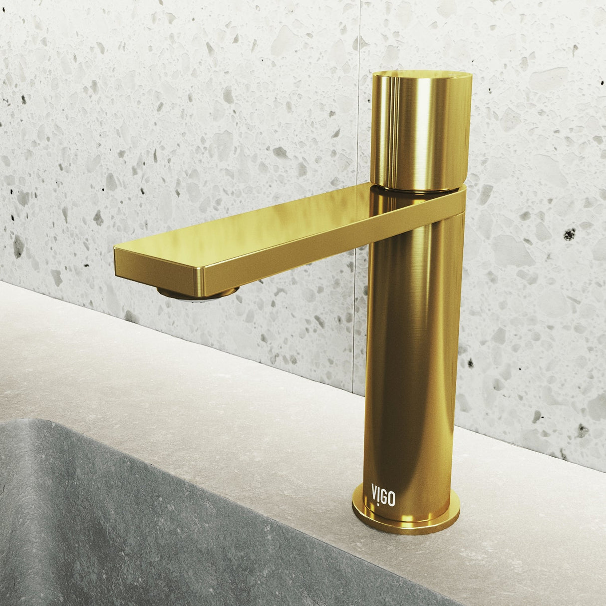 VIGO Halsey Single Hole Bathroom Faucet in Matte Gold VG01045MG