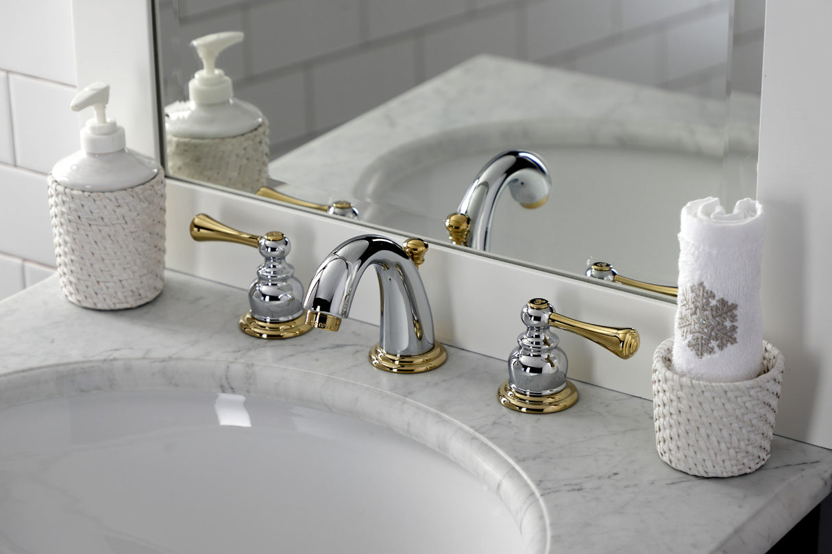 Kingston Brass KB914BL Vintage Widespread Bathroom Faucet, Polished Chrome/Polished Brass