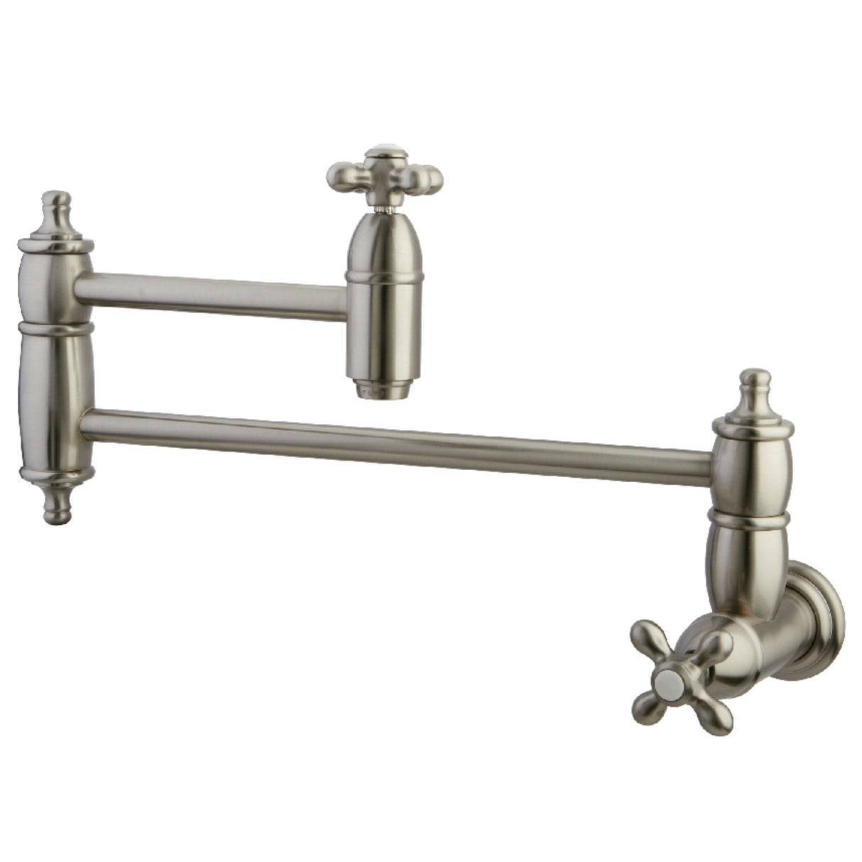 Kingston Brass KS3108AX Restoration Wall Mount Pot Filler Kitchen Faucet, Brushed Nickel