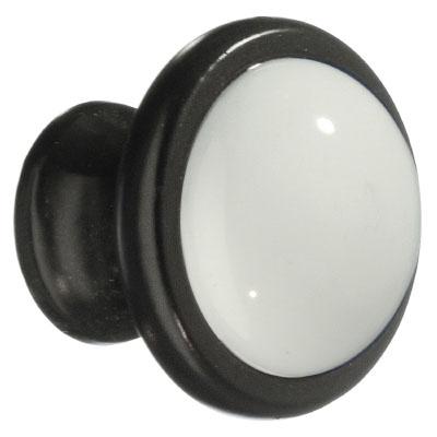 Smedbo Beslagsboden Zinc/Ceramic Knob in Black/White