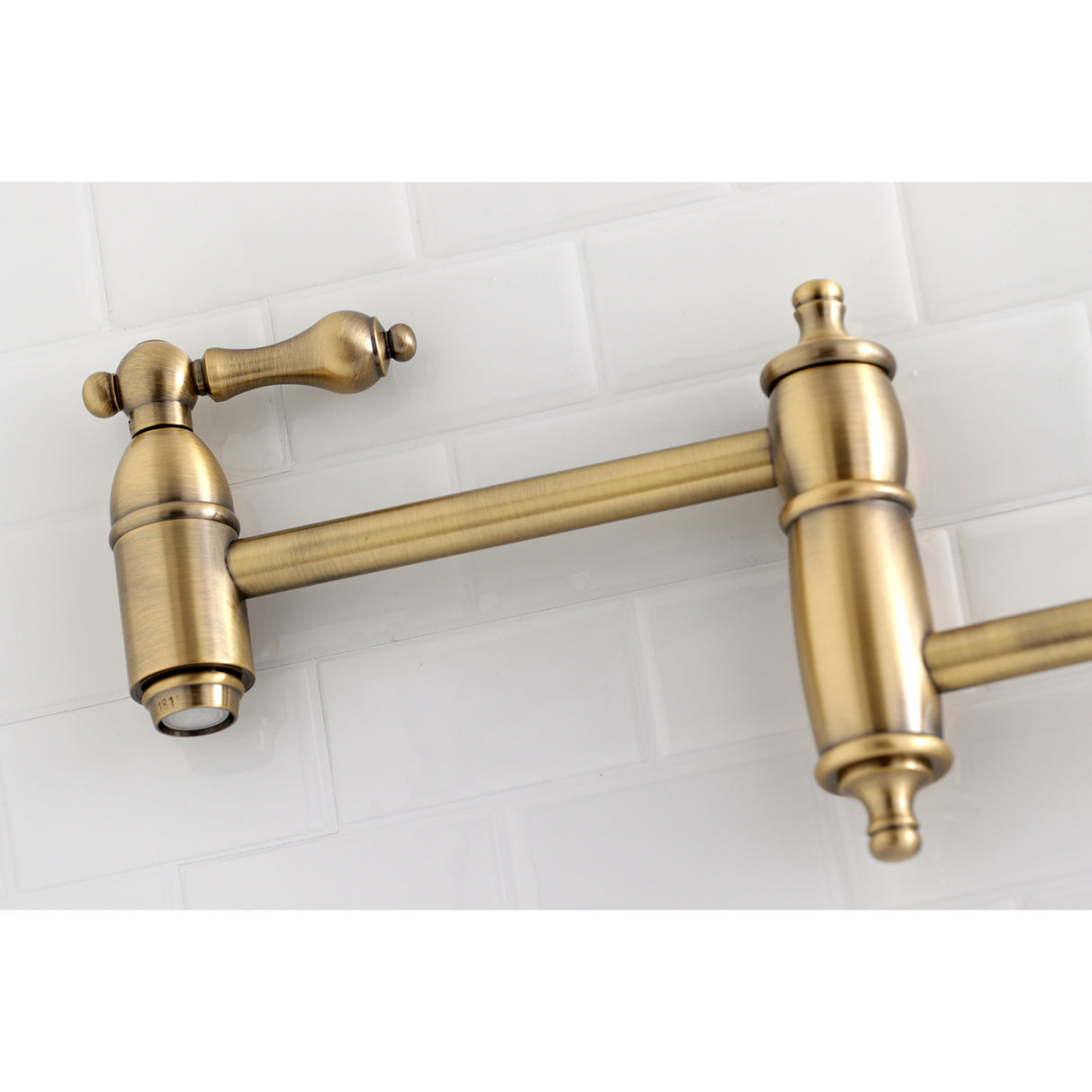 Kingston Brass KS3103AL Restoration Wall Mount Pot Filler Kitchen Faucet, Antique Brass