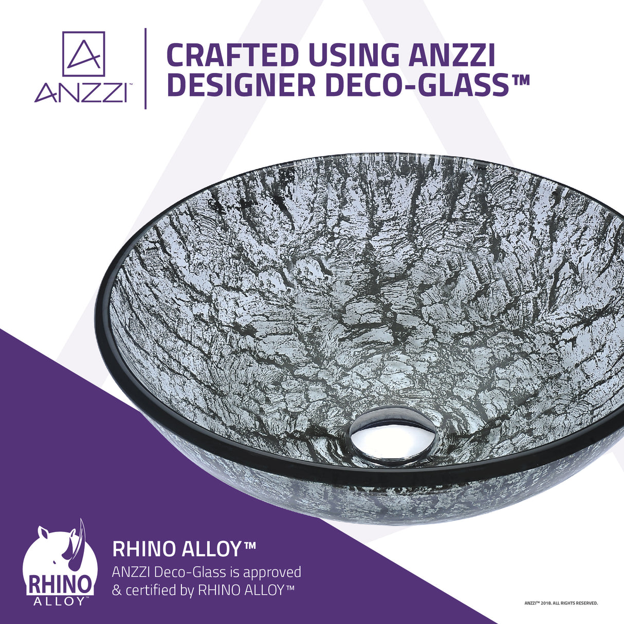 ANZZI LS-AZ297 Posh Series Deco-Glass Vessel Sink in Verdure Silver