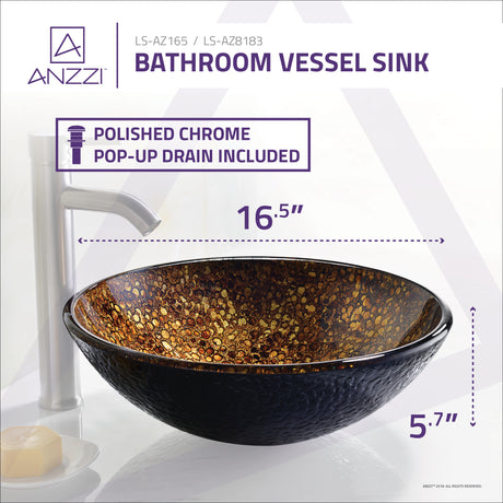 ANZZI LS-AZ8183 Tara Series Deco-Glass Vessel Sink in Idol Gold
