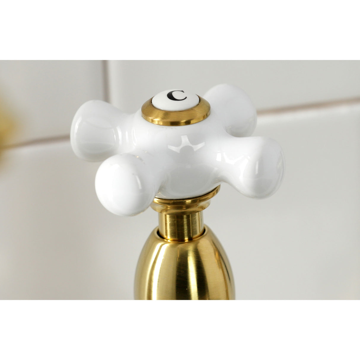 Kingston Brass KS1277PXBS Heritage Bridge Kitchen Faucet with Brass Sprayer, Brushed Brass