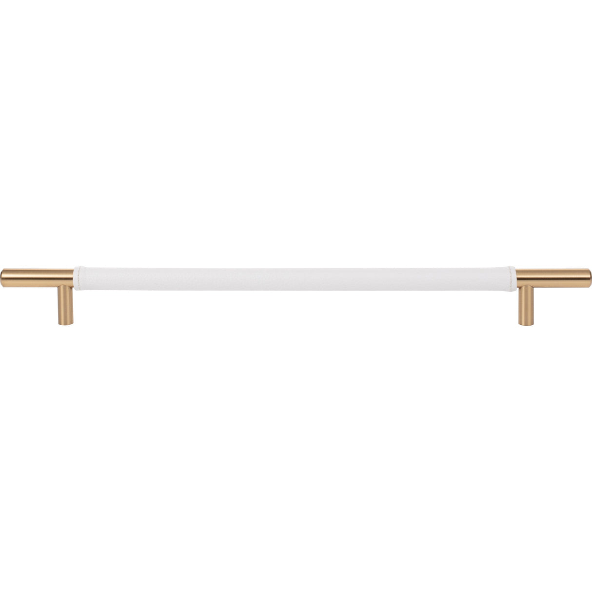 Atlas Homewares Zanzibar White Leather Pull 11 5/16 Inch (c-c) Warm Brass