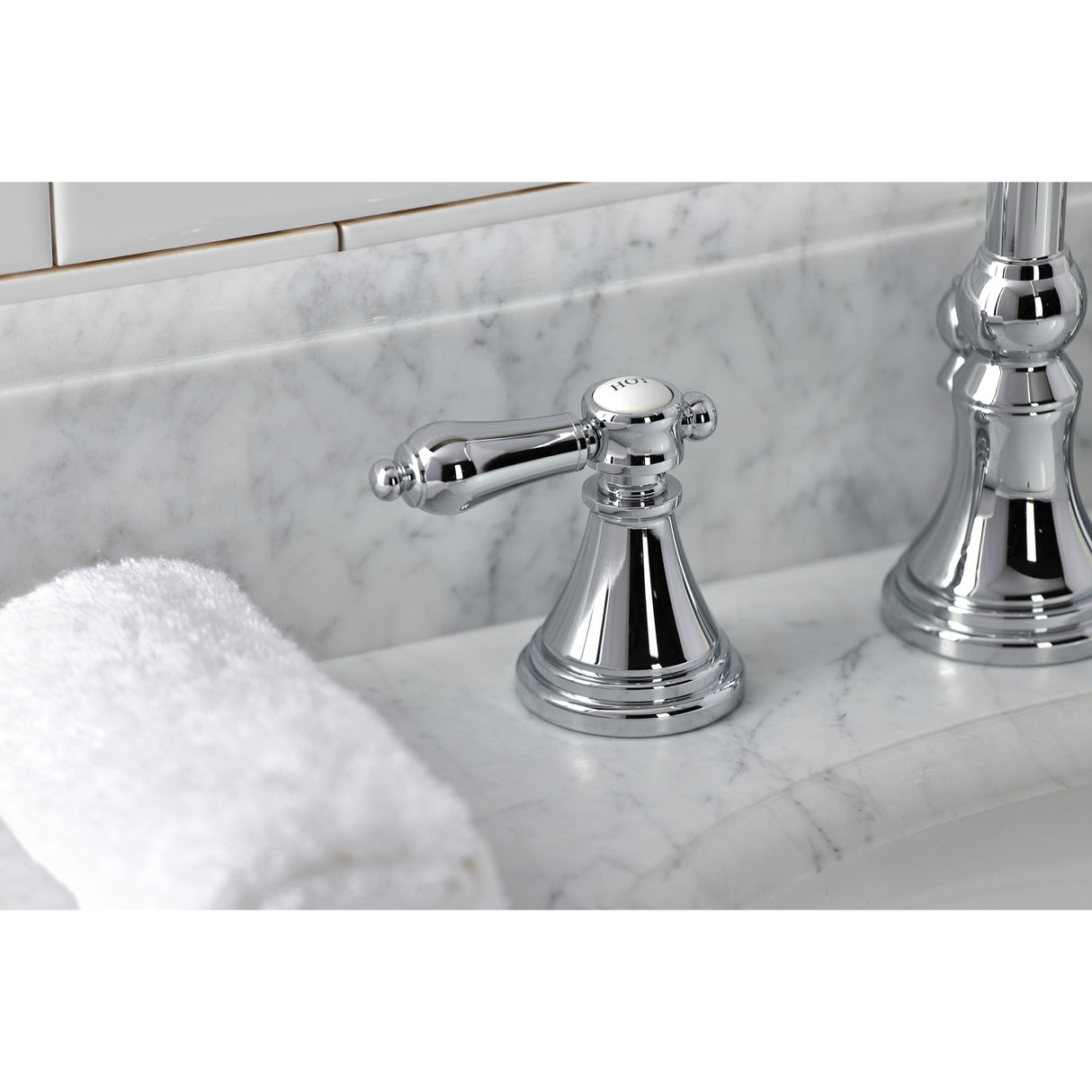 Kingston Brass KS2981BAL Heirloom Widespread Bathroom Faucet with Brass Pop-Up, Polished Chrome