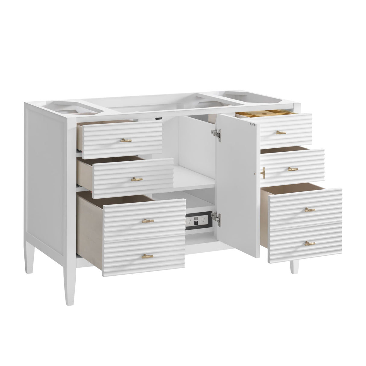 Myrrin 48" Single Vanity, Bright White, w/ 3 CM Tajnar Eclos Top w/FreePower Wireless Charger