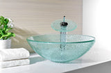 ANZZI LS-AZ063 Choir Series Deco-Glass Vessel Sink in Crystal Clear Mosaic with Matching Chrome Waterfall Faucet
